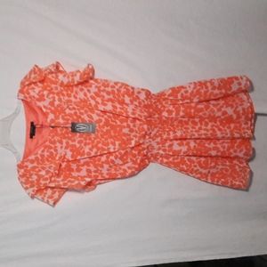 Vertigo Women's Dress Size M Mini Orange Shadow Leaves Ruffles Sleeve | …